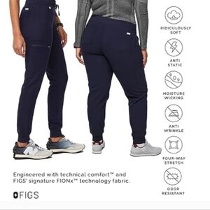 FIGS Technical Collection Zamora Jogger Scrub Pants Womens Navy Drawstring LP